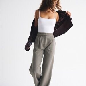 Abercrombie & Fitch Taupe Houndstooth Wide Leg Trousers